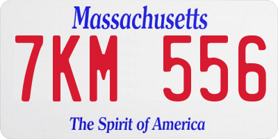 MA license plate 7KM556