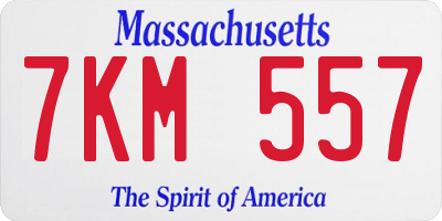 MA license plate 7KM557