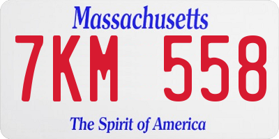MA license plate 7KM558