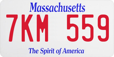 MA license plate 7KM559