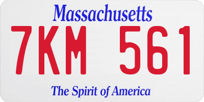 MA license plate 7KM561