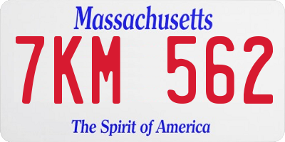MA license plate 7KM562
