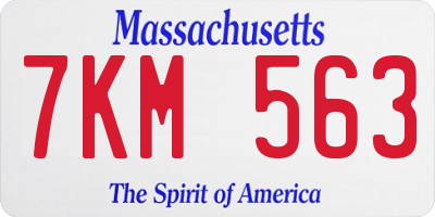 MA license plate 7KM563