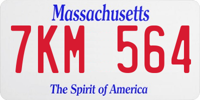MA license plate 7KM564