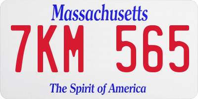 MA license plate 7KM565