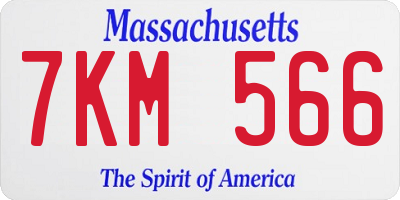 MA license plate 7KM566