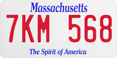 MA license plate 7KM568