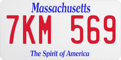 MA license plate 7KM569