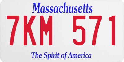 MA license plate 7KM571