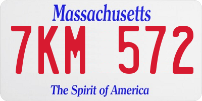 MA license plate 7KM572