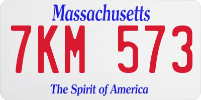 MA license plate 7KM573
