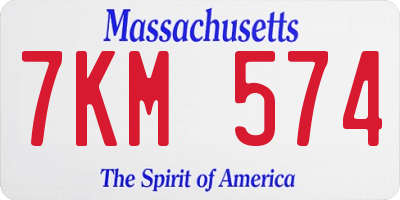 MA license plate 7KM574