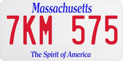 MA license plate 7KM575