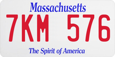 MA license plate 7KM576
