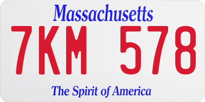 MA license plate 7KM578