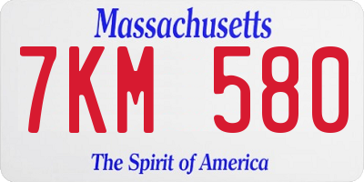 MA license plate 7KM580