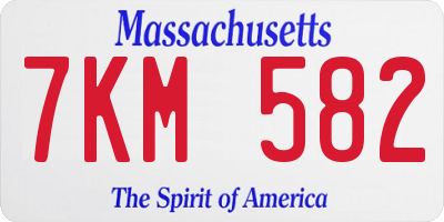 MA license plate 7KM582