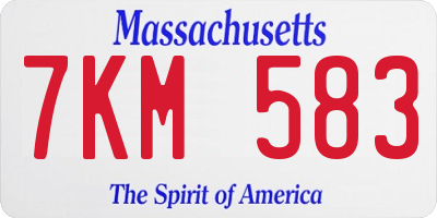 MA license plate 7KM583