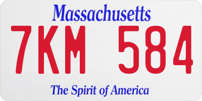 MA license plate 7KM584