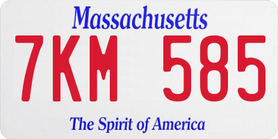 MA license plate 7KM585