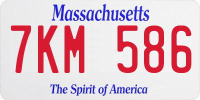 MA license plate 7KM586