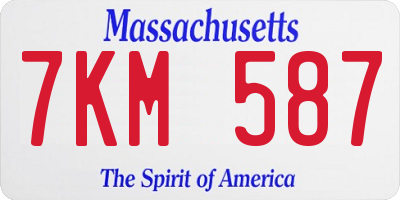 MA license plate 7KM587