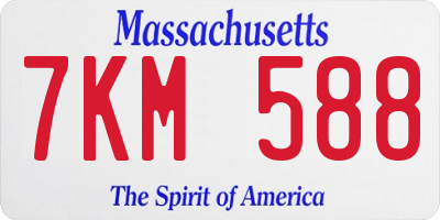 MA license plate 7KM588