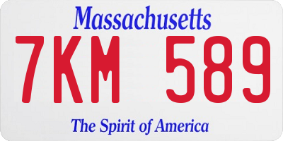 MA license plate 7KM589