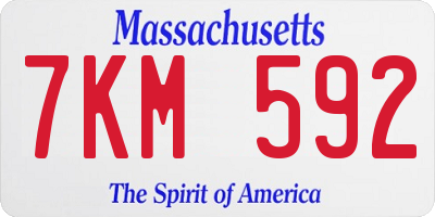 MA license plate 7KM592