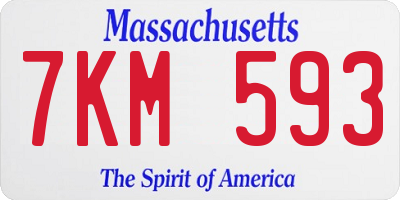MA license plate 7KM593