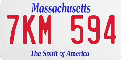 MA license plate 7KM594