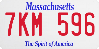 MA license plate 7KM596