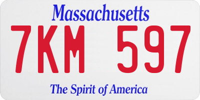 MA license plate 7KM597