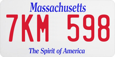 MA license plate 7KM598