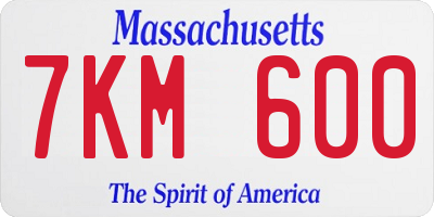 MA license plate 7KM600