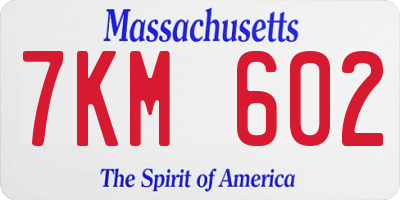 MA license plate 7KM602