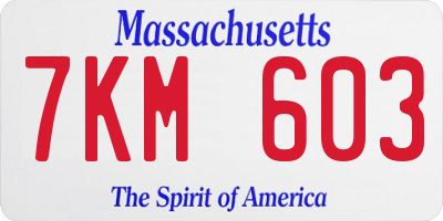 MA license plate 7KM603