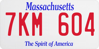 MA license plate 7KM604