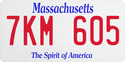 MA license plate 7KM605