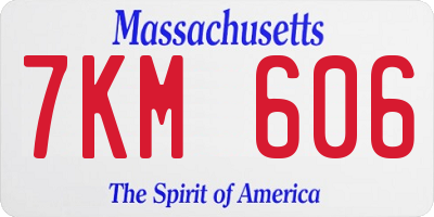 MA license plate 7KM606