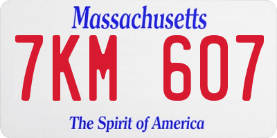 MA license plate 7KM607