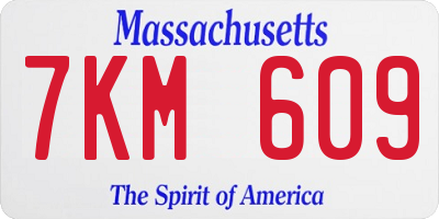MA license plate 7KM609