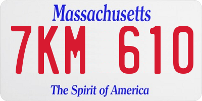 MA license plate 7KM610