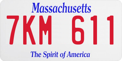 MA license plate 7KM611