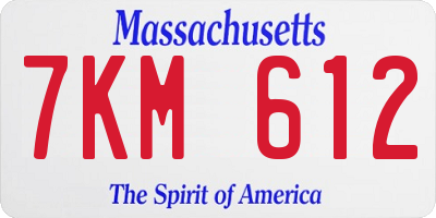 MA license plate 7KM612