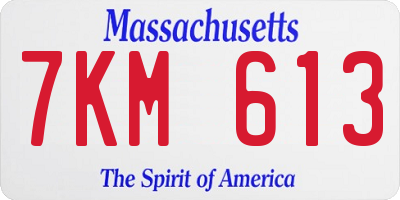 MA license plate 7KM613