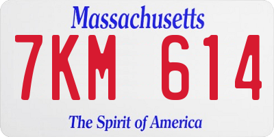 MA license plate 7KM614