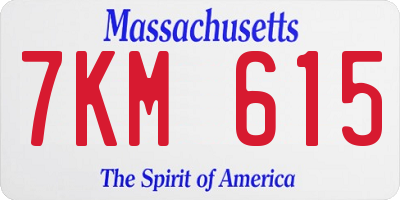 MA license plate 7KM615