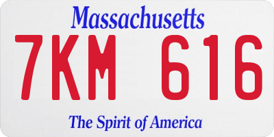 MA license plate 7KM616