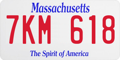 MA license plate 7KM618